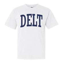 Load image into Gallery viewer, Delta Tau Delta Comfort Colors T-Shirt - Delt Intrinsic Lettered Shirt - Kite and Crest
