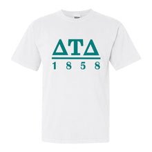 Load image into Gallery viewer, Delta Tau Delta Comfort Colors T-Shirt - Delt Lettered Basic Shirt - Kite and Crest
