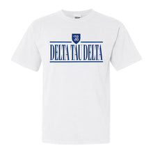 Load image into Gallery viewer, Delta Tau Delta Comfort Colors T-Shirt - Delt Shield Shirt - Kite and Crest

