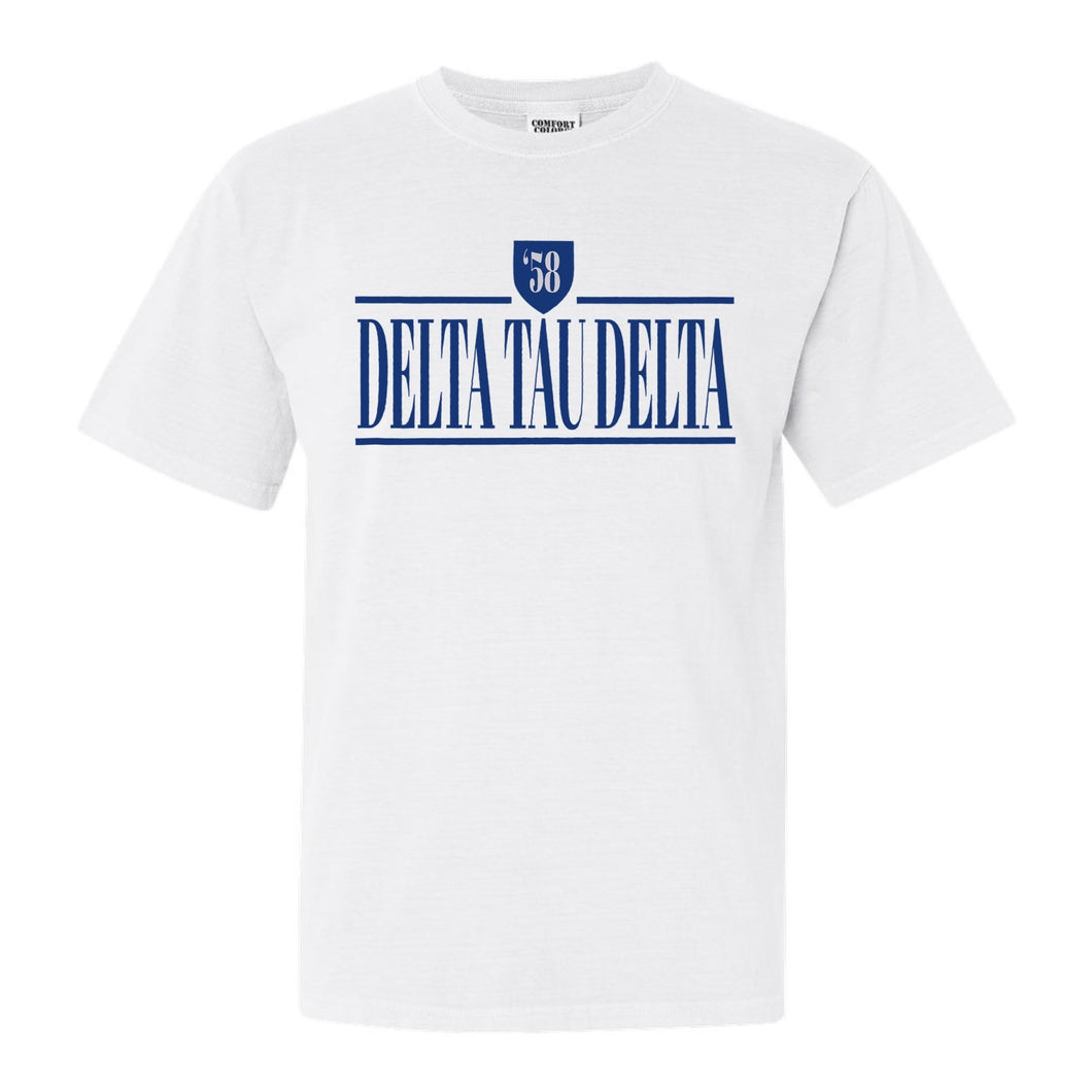 Delta Tau Delta Comfort Colors T-Shirt - Delt Shield Shirt - Kite and Crest