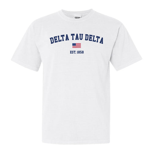 Delta Tau Delta Comfort Colors T-Shirt - Delt USA Flag Shirt - Kite and Crest