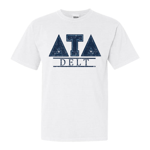 Delta Tau Delta Comfort Colors T-Shirt - Delt Washed Letters Shirt - Kite and Crest