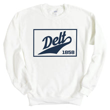 Load image into Gallery viewer, Delta Tau Delta Sweatshirt - Delt Baseball Boxed Crewneck Sweatshirt - Kite and Crest
