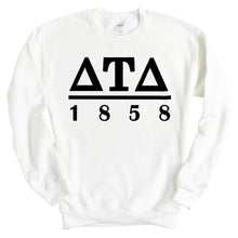 Load image into Gallery viewer, Delta Tau Delta Sweatshirt - Delt Black Letters Crewneck Sweatshirt - Kite and Crest
