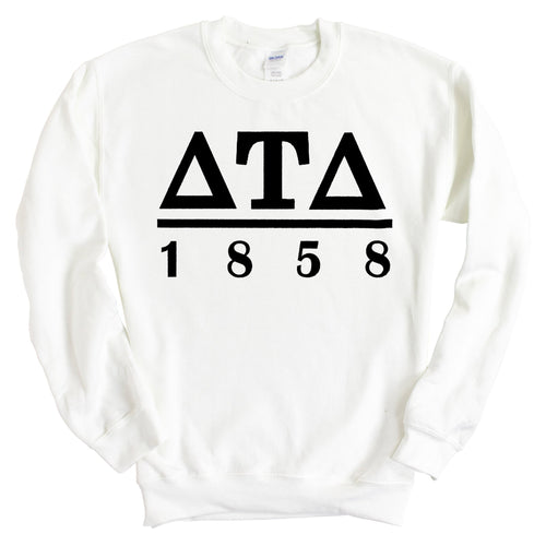 Delta Tau Delta Sweatshirt - Delt Black Letters Crewneck Sweatshirt - Kite and Crest