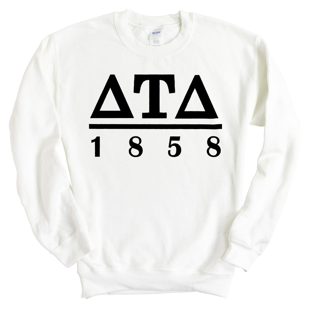 Delta Tau Delta Sweatshirt - Delt Black Letters Crewneck Sweatshirt - Kite and Crest