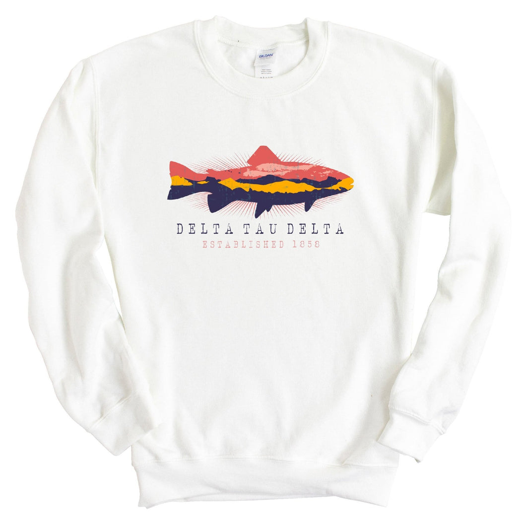 Delta Tau Delta Sweatshirt - Delt Fishing Crewneck Sweatshirt - Kite and Crest