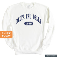 Load image into Gallery viewer, Delta Tau Delta Sweatshirt - Delt Fraternal Arch Crewneck Sweatshirt - Kite and Crest
