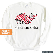 Load image into Gallery viewer, Delta Tau Delta Sweatshirt - Delt Red Whale Crewneck Sweatshirt - Kite and Crest
