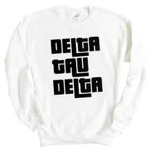 Load image into Gallery viewer, Delta Tau Delta Sweatshirt - Delt Stacked Letters Crewneck Sweatshirt - Kite and Crest
