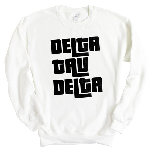 Delta Tau Delta Sweatshirt - Delt Stacked Letters Crewneck Sweatshirt - Kite and Crest