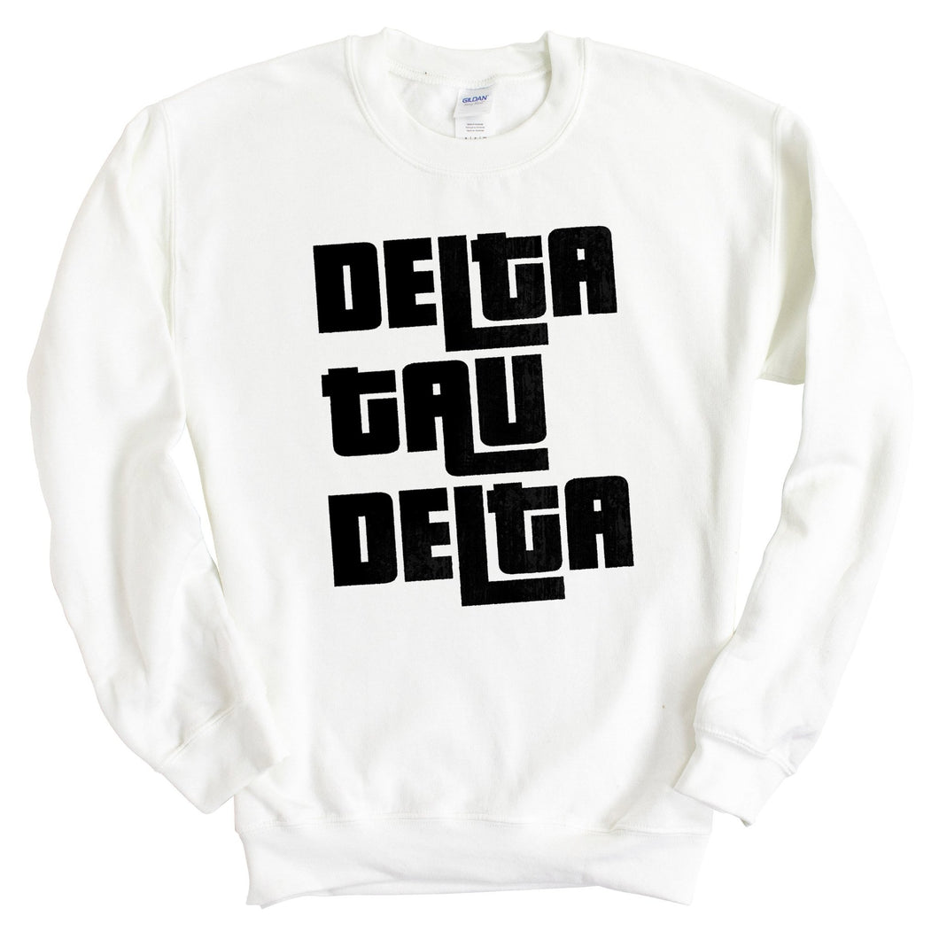 Delta Tau Delta Sweatshirt - Delt Stacked Letters Crewneck Sweatshirt - Kite and Crest