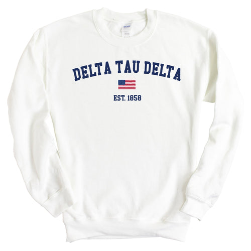 Delta Tau Delta Sweatshirt - Delt USA Flag Crewneck Sweatshirt - Kite and Crest