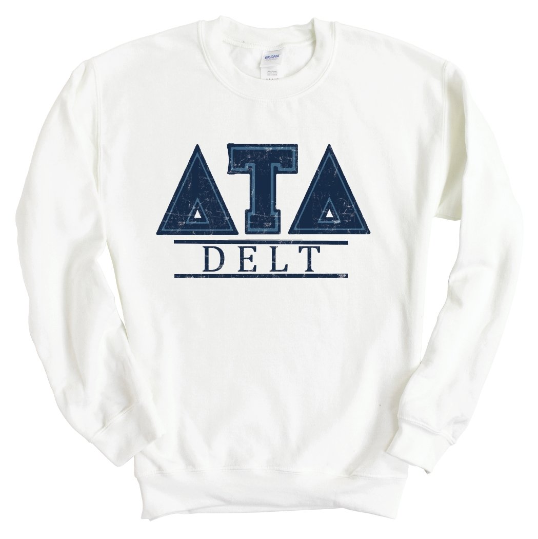 Delta Tau Delta Sweatshirt - Delt Washed Letters Crewneck Sweatshirt - Kite and Crest