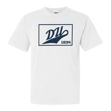 Load image into Gallery viewer, Delta Upsilon Comfort Colors T-Shirt - DU Baseball Boxed Shirt - Kite and Crest
