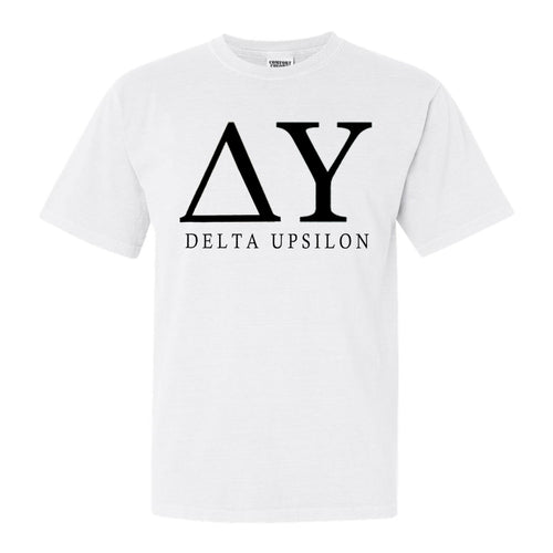 Delta Upsilon Comfort Colors T-Shirt - DU Block Letter Shirt - Kite and Crest