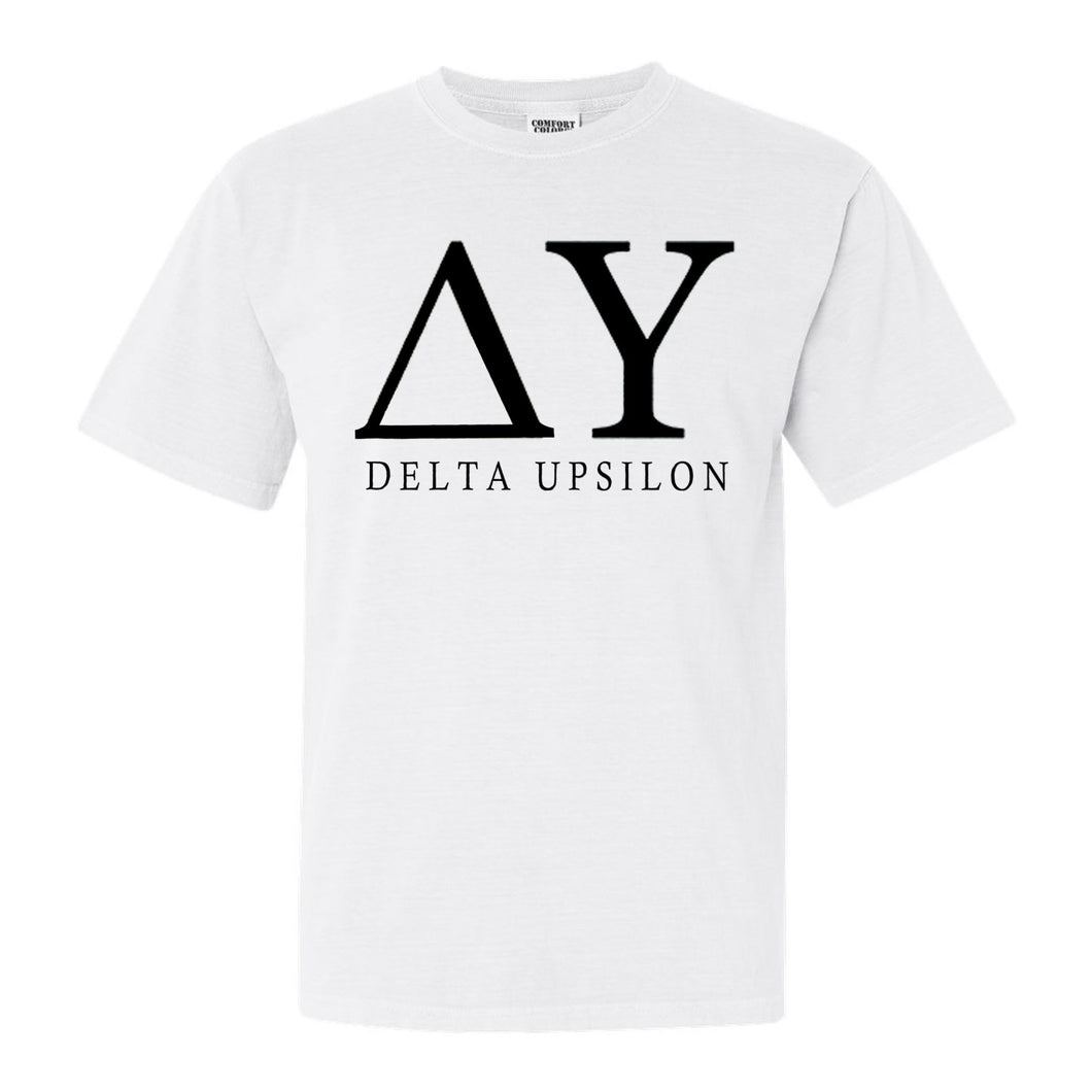 Delta Upsilon Comfort Colors T-Shirt - DU Block Letter Shirt - Kite and Crest