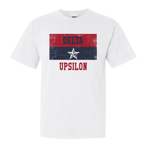 Delta Upsilon Comfort Colors T-Shirt - DU Colorful Stripe Shirt - Kite and Crest