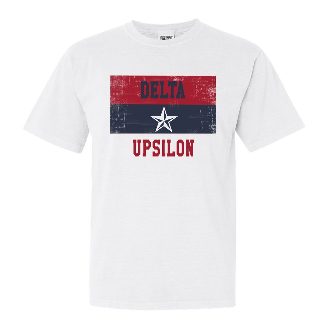 Delta Upsilon Comfort Colors T-Shirt - DU Colorful Stripe Shirt - Kite and Crest