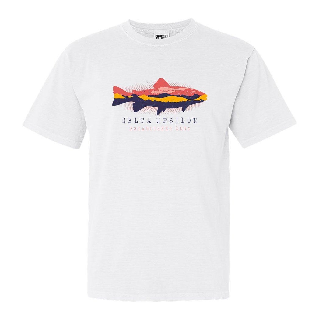 Delta Upsilon Comfort Colors T-Shirt - DU Fishing Shirt - Kite and Crest