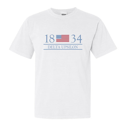 Delta Upsilon Comfort Colors T-Shirt - DU Flag Year Shirt - Kite and Crest