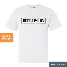 Load image into Gallery viewer, Delta Upsilon Comfort Colors T-Shirt - DU Fraternal Block Shirt - Kite and Crest
