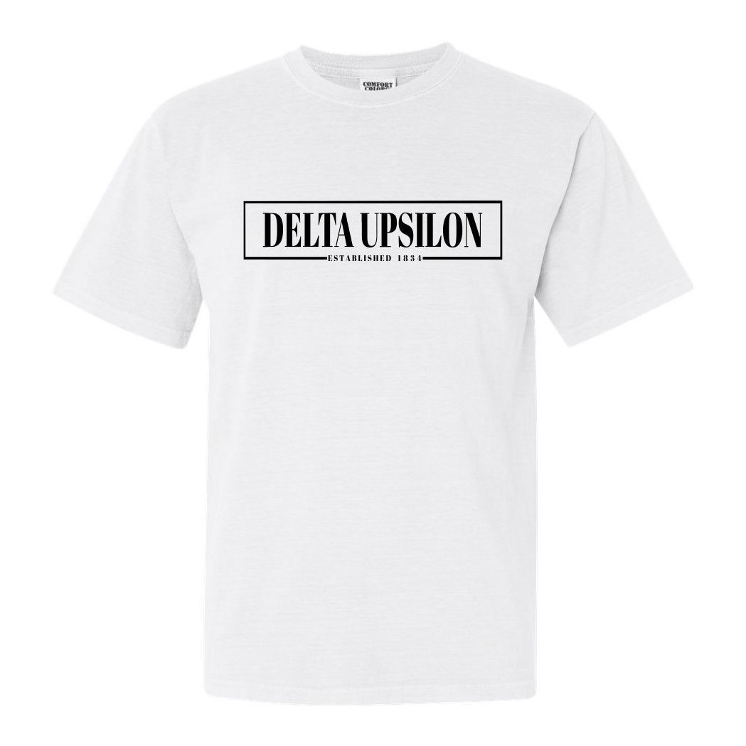 Delta Upsilon Comfort Colors T-Shirt - DU Fraternal Block Shirt - Kite and Crest
