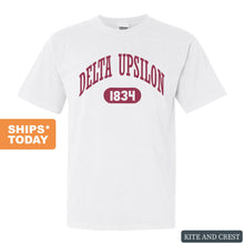 Load image into Gallery viewer, Delta Upsilon Comfort Colors T-Shirt - DU Large Athletic Shirt - Kite and Crest
