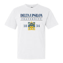 Load image into Gallery viewer, Delta Upsilon Comfort Colors T-Shirt - DU Large Crest Shirt - Kite and Crest
