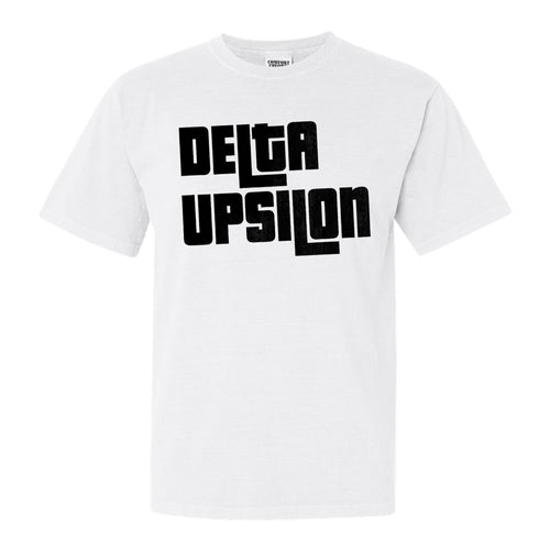Delta Upsilon Comfort Colors T-Shirt - DU Stacked Letters Shirt - Kite and Crest