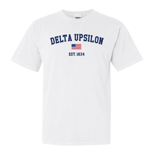 Delta Upsilon Comfort Colors T-Shirt - DU USA Flag Shirt - Kite and Crest