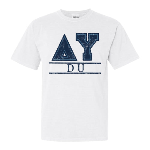 Delta Upsilon Comfort Colors T-Shirt - DU Washed Letters Shirt - Kite and Crest