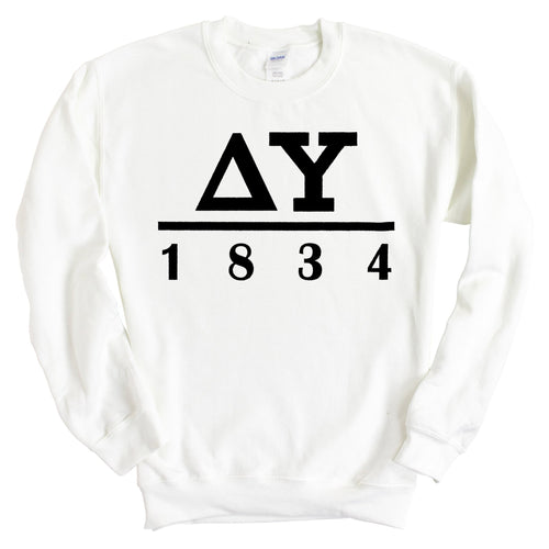 Delta Upsilon Sweatshirt - DU Black Letters Crewneck Sweatshirt - Kite and Crest