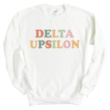 Load image into Gallery viewer, Delta Upsilon Sweatshirt - DU Bright and Colorful Crewneck Sweatshirt - Kite and Crest
