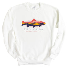 Load image into Gallery viewer, Delta Upsilon Sweatshirt - DU Fishing Crewneck Sweatshirt - Kite and Crest
