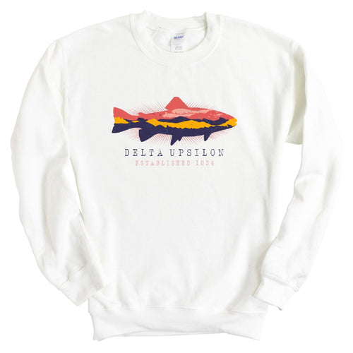 Delta Upsilon Sweatshirt - DU Fishing Crewneck Sweatshirt - Kite and Crest