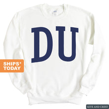 Load image into Gallery viewer, Delta Upsilon Sweatshirt - DU Intrinsic Lettered Crewneck Sweatshirt - Kite and Crest
