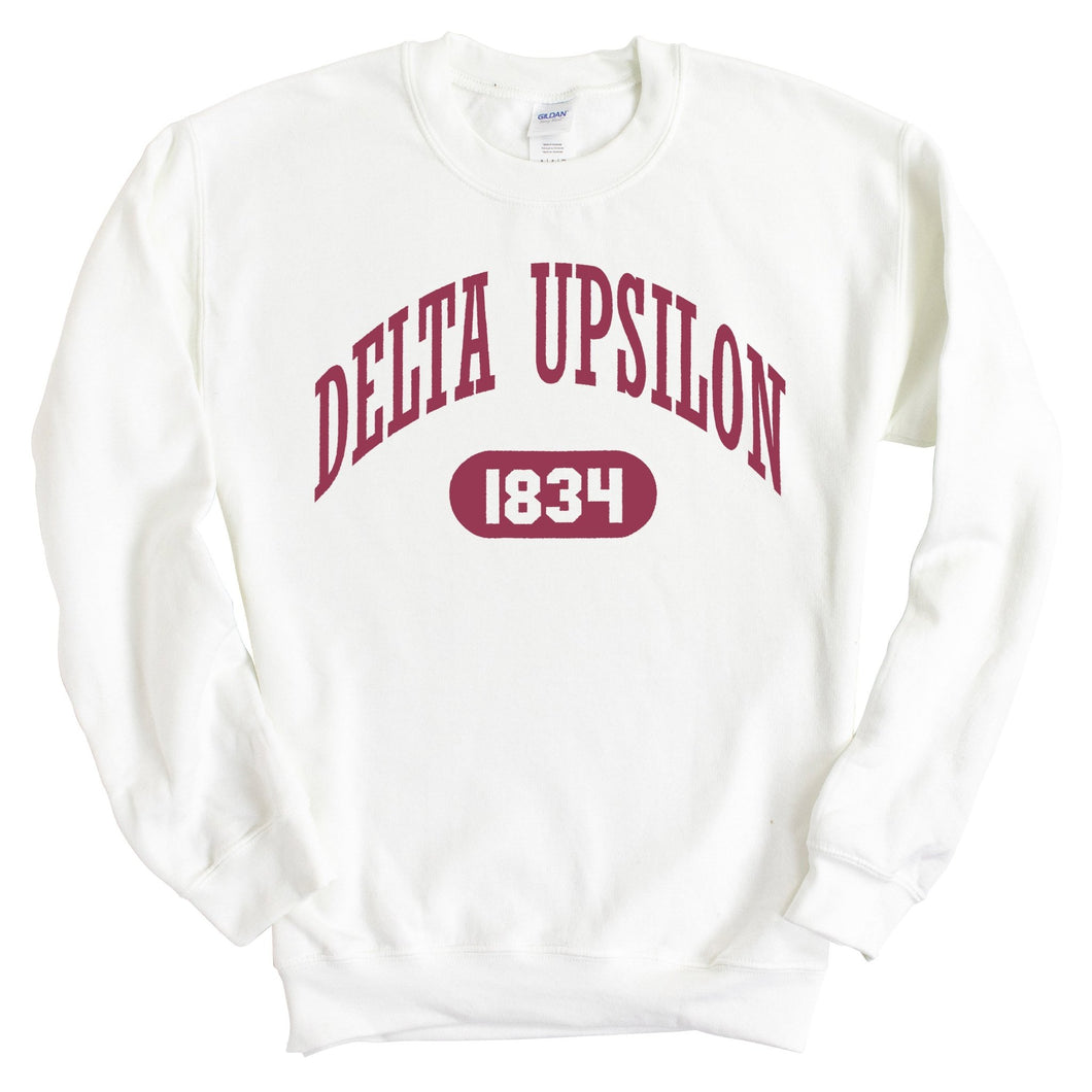 Delta Upsilon Sweatshirt - DU Large Athletic Crewneck Sweatshirt - Kite and Crest