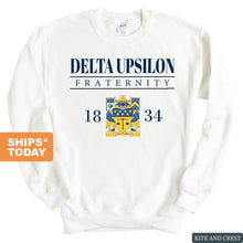 Load image into Gallery viewer, Delta Upsilon Sweatshirt - DU Large Crest Crewneck Sweatshirt - Kite and Crest
