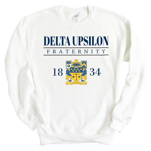 Delta Upsilon Sweatshirt - DU Large Crest Crewneck Sweatshirt - Kite and Crest