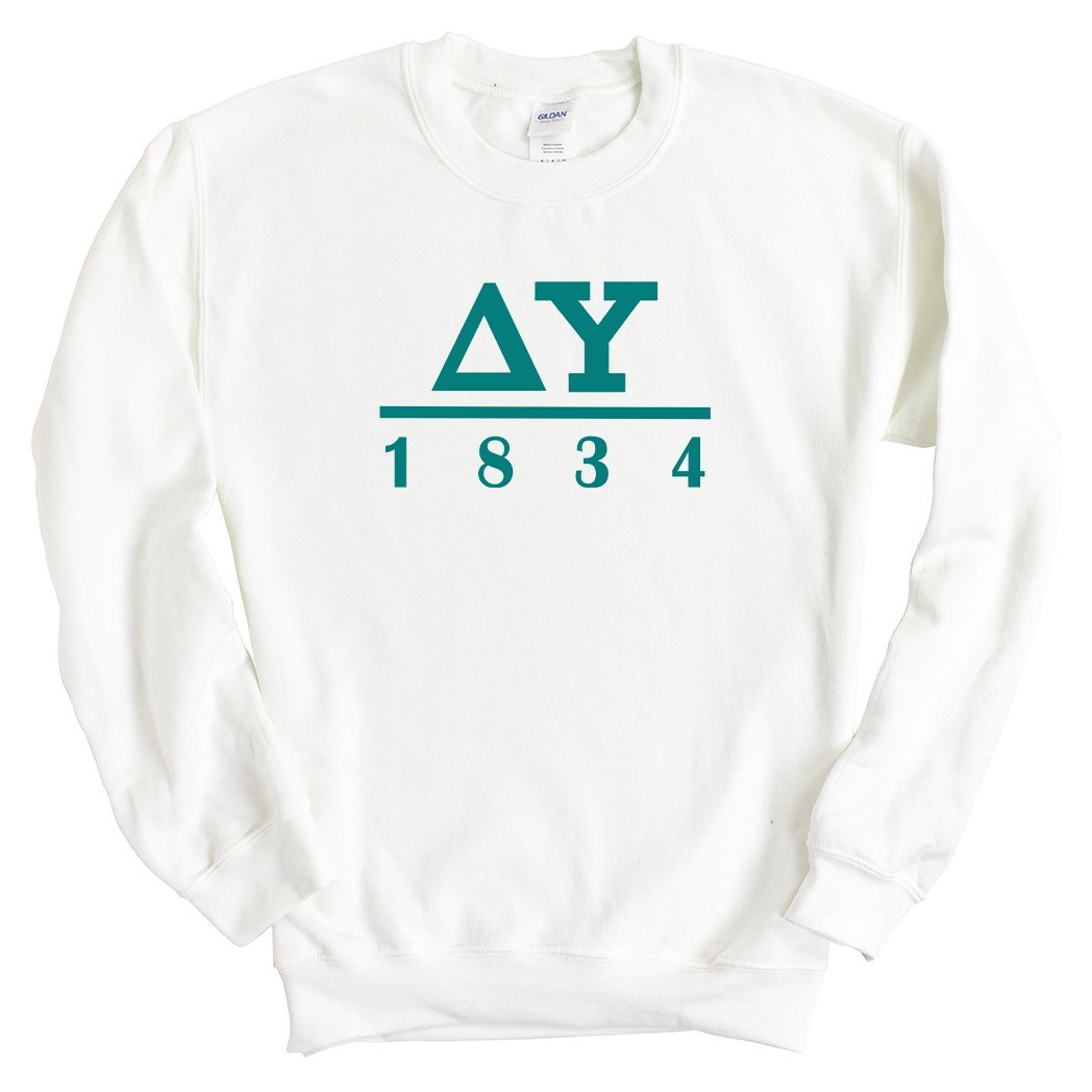 Delta Upsilon Sweatshirt - DU Lettered Basic Crewneck Sweatshirt - Kite and Crest