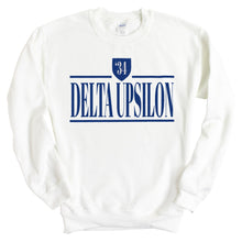 Load image into Gallery viewer, Delta Upsilon Sweatshirt - DU Shield Crewneck Sweatshirt - Kite and Crest
