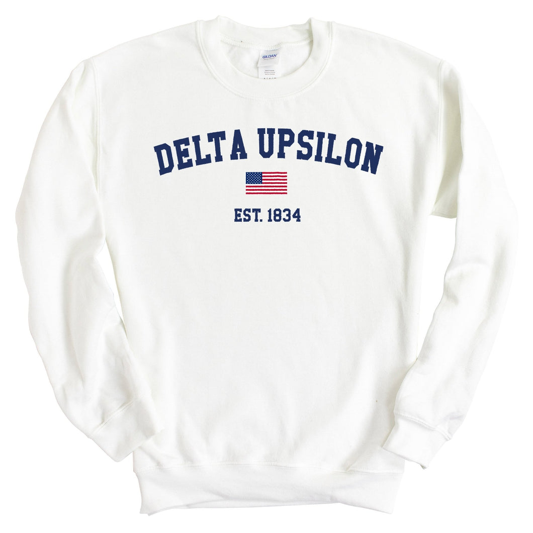 Delta Upsilon Sweatshirt - DU USA Flag Crewneck Sweatshirt - Kite and Crest