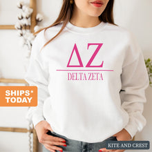 Load image into Gallery viewer, Delta Zeta Big Letters Sorority Crewneck Sweatshirt - Kite and Crest
