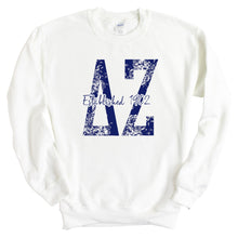 Load image into Gallery viewer, Delta Zeta Blue Floral Sorority Crewneck Sweatshirt - Kite and Crest
