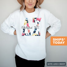 Load image into Gallery viewer, Delta Zeta Floral Block Sorority Crewneck Sweatshirt - Kite and Crest
