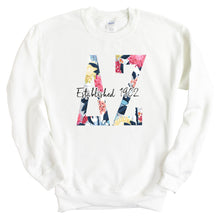 Load image into Gallery viewer, Delta Zeta Floral Block Sorority Crewneck Sweatshirt - Kite and Crest
