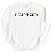 Load image into Gallery viewer, Delta Zeta Sweatshirt - Dee Zee (DZ) Black Star Crewneck Sweatshirt - Kite and Crest
