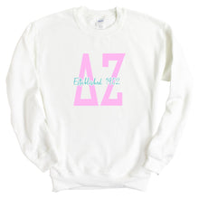 Load image into Gallery viewer, Delta Zeta Sweatshirt - Dee Zee (DZ) Bright Retro Crewneck Sweatshirt - Kite and Crest
