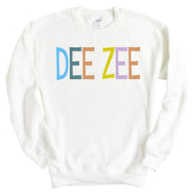 Load image into Gallery viewer, Delta Zeta Sweatshirt - Dee Zee (DZ) Colorful Lined Crewneck Sweatshirt - Kite and Crest
